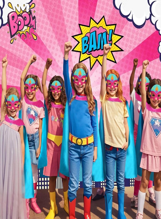 D.Q.Z Superhero-Capes and Masks for Kids Gifts for Girls Boys Super Hero Dress Up Cape and Mask (Rose-Cyan) - Image 4